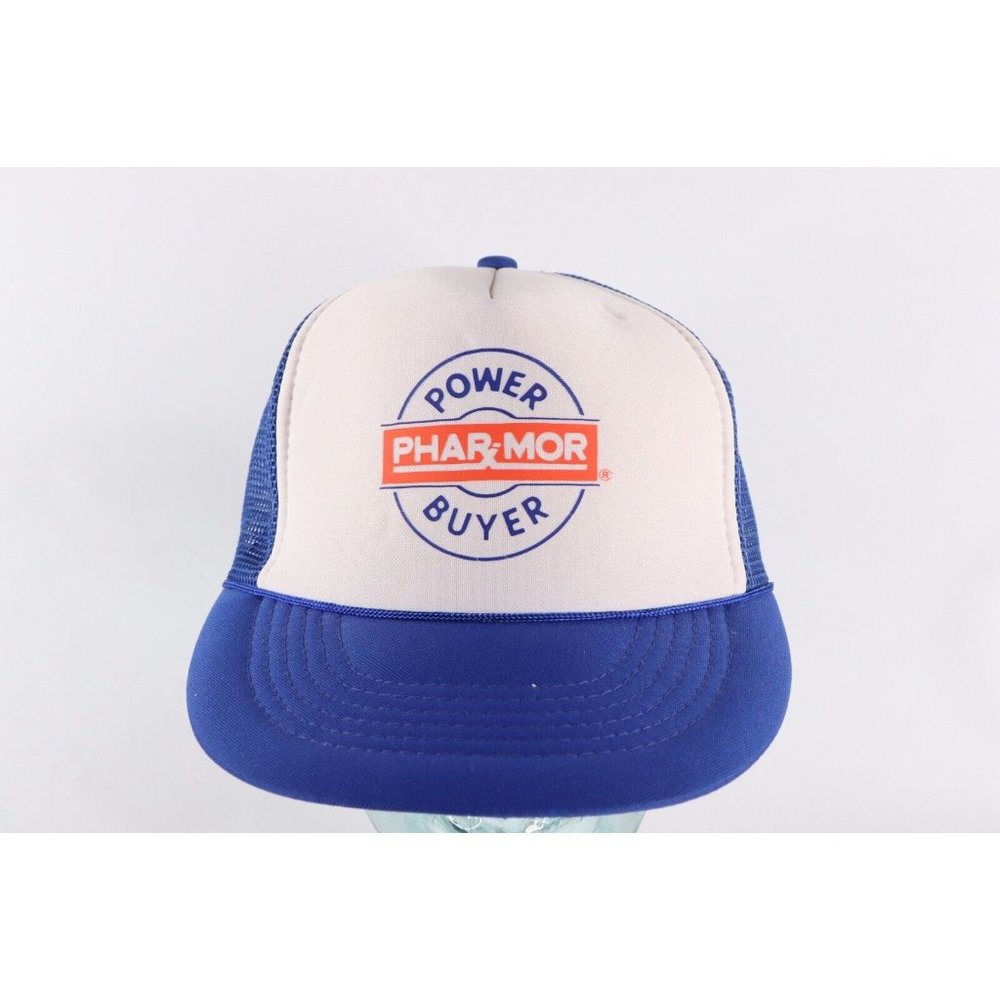 Vintage 90s Phar-Mor Pharmacy Power Buyer Spell Out Roped Trucker Hat Snapback